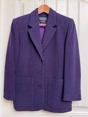 VTG Daniel Hechter Purple Wool Cashmere Blend Single Breasted Jacket. 4P